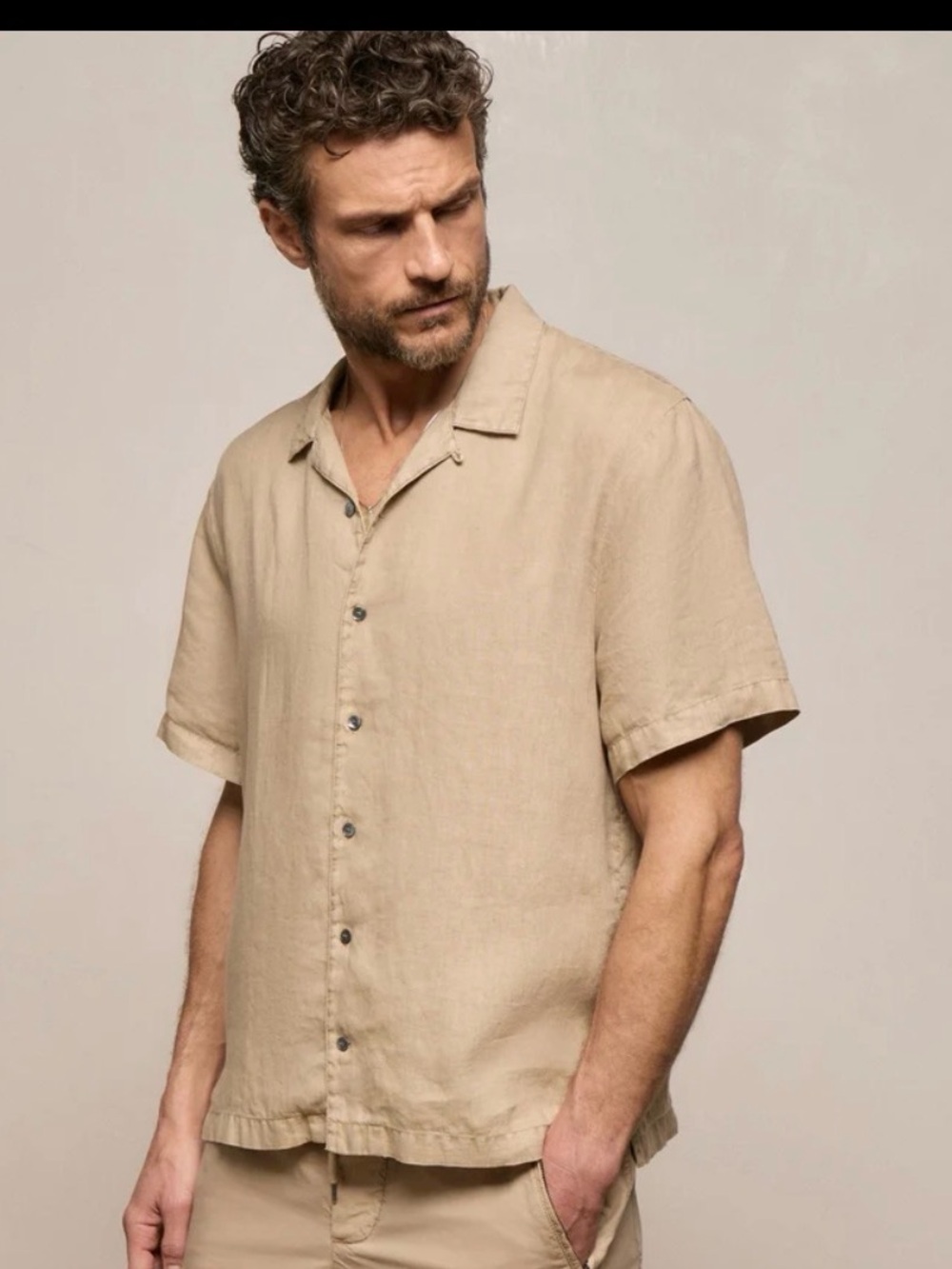James Perse LIGHTWEIGHT LINEN SHORT SLEEVE SHIRT 2/M